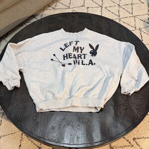 PLAYBOY Light Gray Graphic Crew Neck Sweater